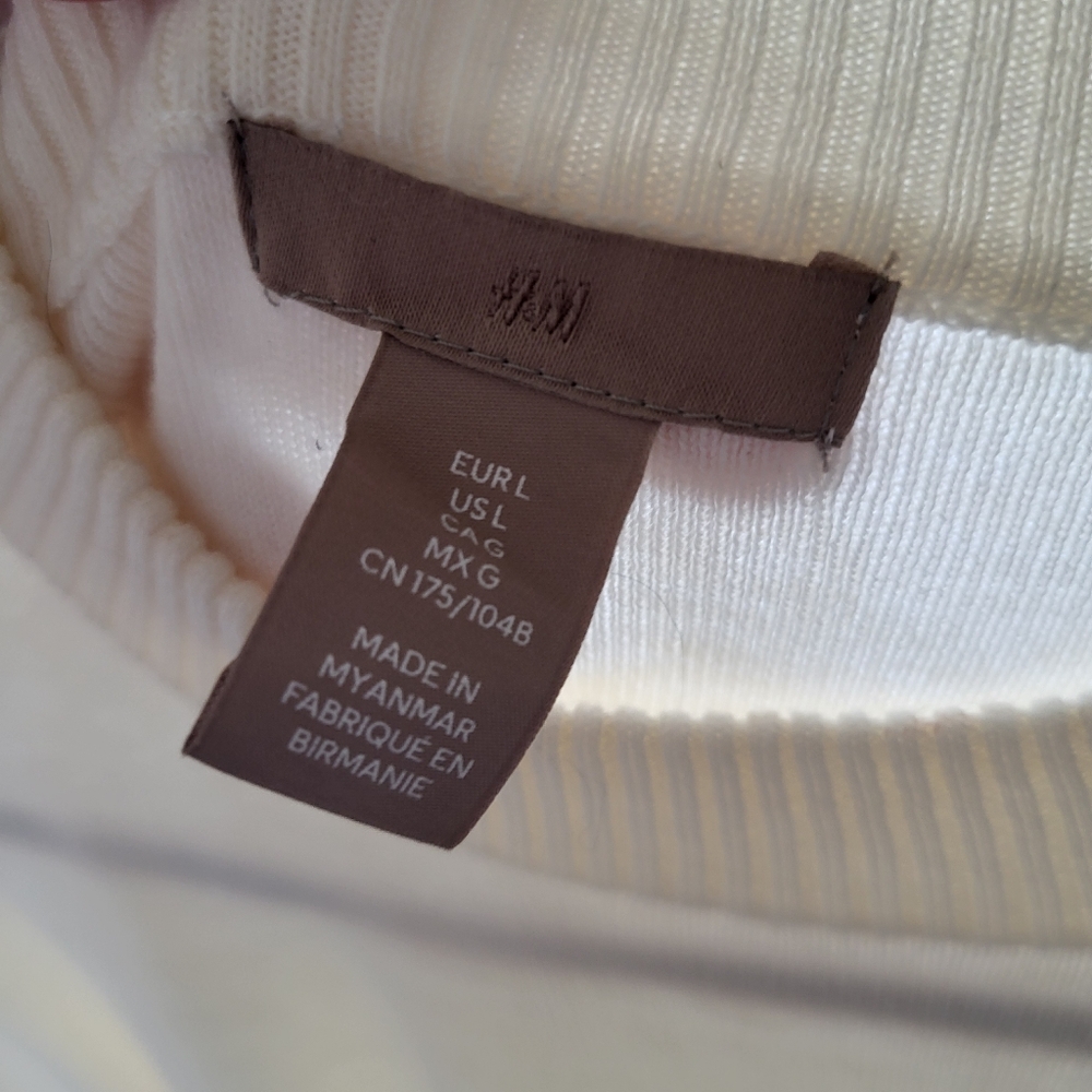 H&M Ivory Wool Blend Sweater sz L - Picture 4 of 5